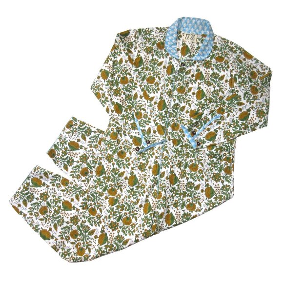 SZ Blockprint Jumpsuit Padra Print in Moss Floral Cotton One-Piece L - Picture 3 of 10